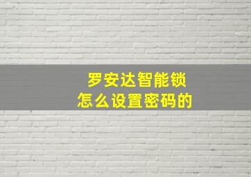 罗安达智能锁怎么设置密码的