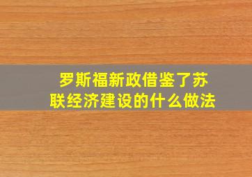 罗斯福新政借鉴了苏联经济建设的什么做法