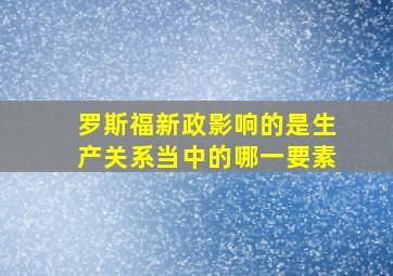 罗斯福新政影响的是生产关系当中的哪一要素