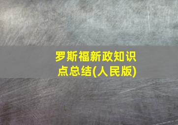 罗斯福新政知识点总结(人民版)