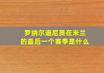 罗纳尔迪尼奥在米兰的最后一个赛季是什么