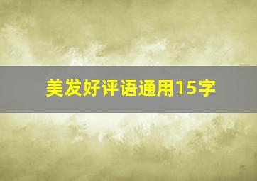 美发好评语通用15字