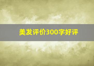 美发评价300字好评