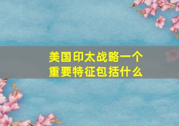 美国印太战略一个重要特征包括什么