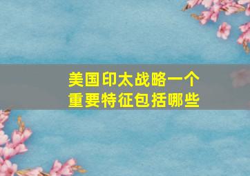 美国印太战略一个重要特征包括哪些