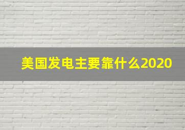 美国发电主要靠什么2020