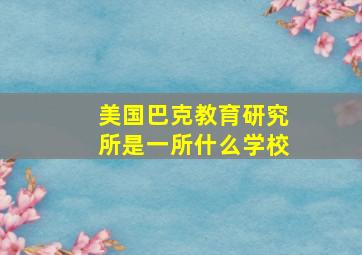 美国巴克教育研究所是一所什么学校