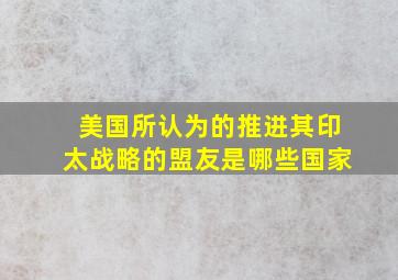 美国所认为的推进其印太战略的盟友是哪些国家