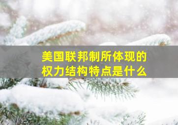 美国联邦制所体现的权力结构特点是什么