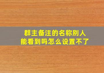 群主备注的名称别人能看到吗怎么设置不了