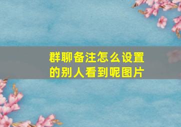 群聊备注怎么设置的别人看到呢图片