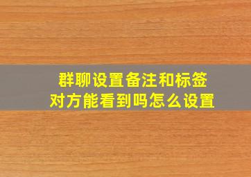 群聊设置备注和标签对方能看到吗怎么设置