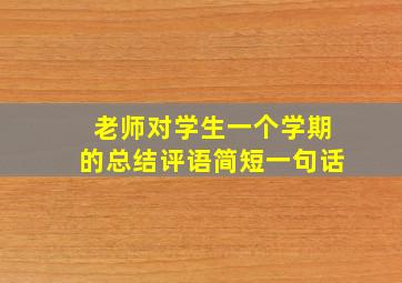 老师对学生一个学期的总结评语简短一句话