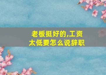 老板挺好的,工资太低要怎么说辞职