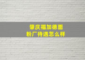 肇庆福加德面粉厂待遇怎么样