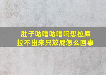 肚子咕噜咕噜响想拉屎拉不出来只放屁怎么回事