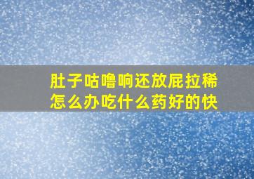 肚子咕噜响还放屁拉稀怎么办吃什么药好的快