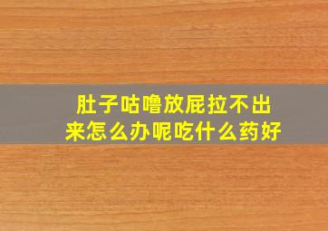 肚子咕噜放屁拉不出来怎么办呢吃什么药好