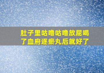 肚子里咕噜咕噜放屁喝了血府逐瘀丸后就好了