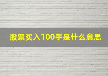 股票买入100手是什么意思