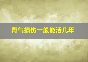 肾气损伤一般能活几年