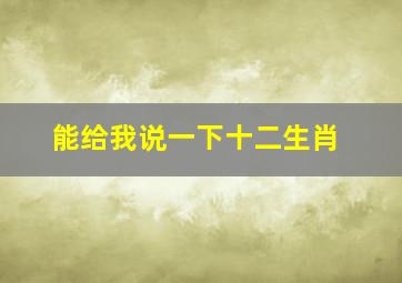 能给我说一下十二生肖