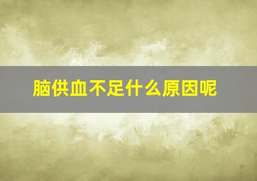 脑供血不足什么原因呢