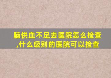 脑供血不足去医院怎么检查,什么级别的医院可以捡查