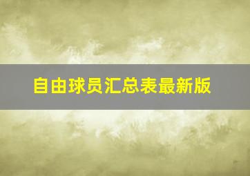 自由球员汇总表最新版