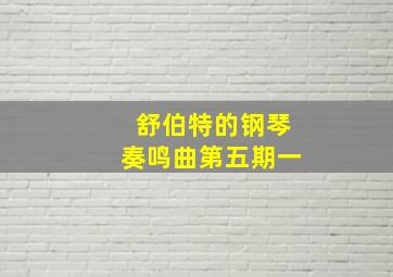 舒伯特的钢琴奏鸣曲第五期一