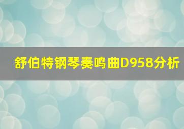 舒伯特钢琴奏鸣曲D958分析