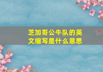 芝加哥公牛队的英文缩写是什么意思