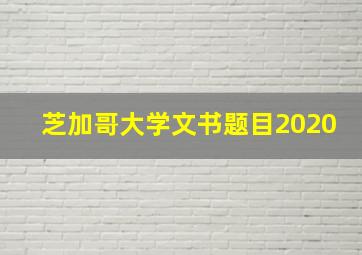 芝加哥大学文书题目2020