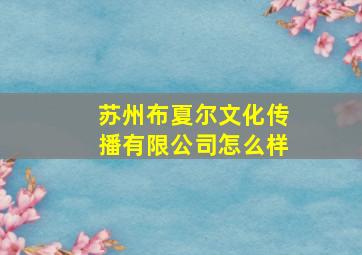 苏州布夏尔文化传播有限公司怎么样