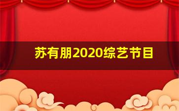 苏有朋2020综艺节目