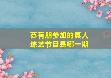 苏有朋参加的真人综艺节目是哪一期