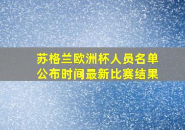 苏格兰欧洲杯人员名单公布时间最新比赛结果