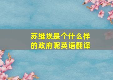 苏维埃是个什么样的政府呢英语翻译