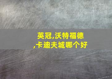 英冠,沃特福德,卡迪夫城哪个好