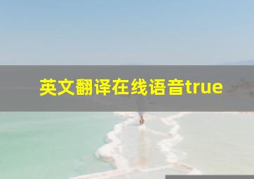 英文翻译在线语音true