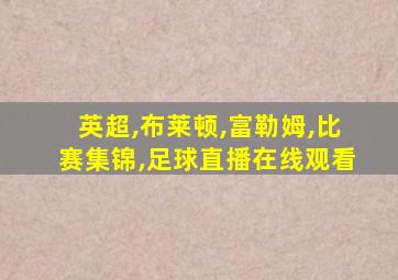 英超,布莱顿,富勒姆,比赛集锦,足球直播在线观看