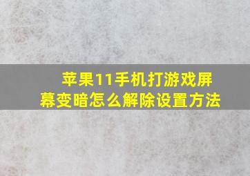 苹果11手机打游戏屏幕变暗怎么解除设置方法