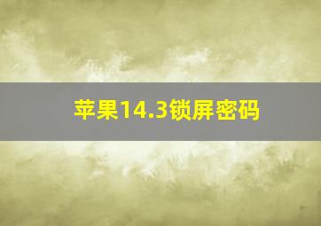 苹果14.3锁屏密码