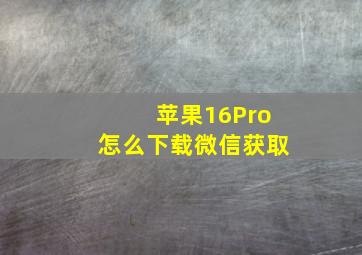 苹果16Pro怎么下载微信获取