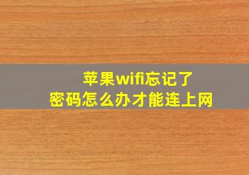 苹果wifi忘记了密码怎么办才能连上网