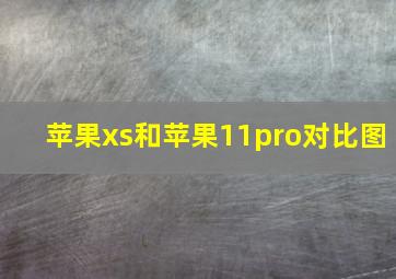 苹果xs和苹果11pro对比图