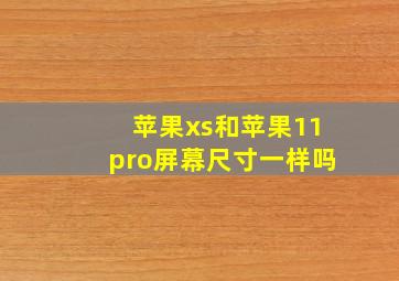 苹果xs和苹果11pro屏幕尺寸一样吗