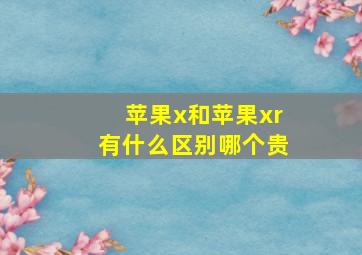 苹果x和苹果xr有什么区别哪个贵