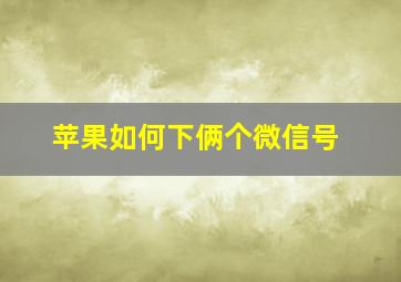 苹果如何下俩个微信号