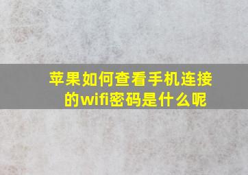 苹果如何查看手机连接的wifi密码是什么呢